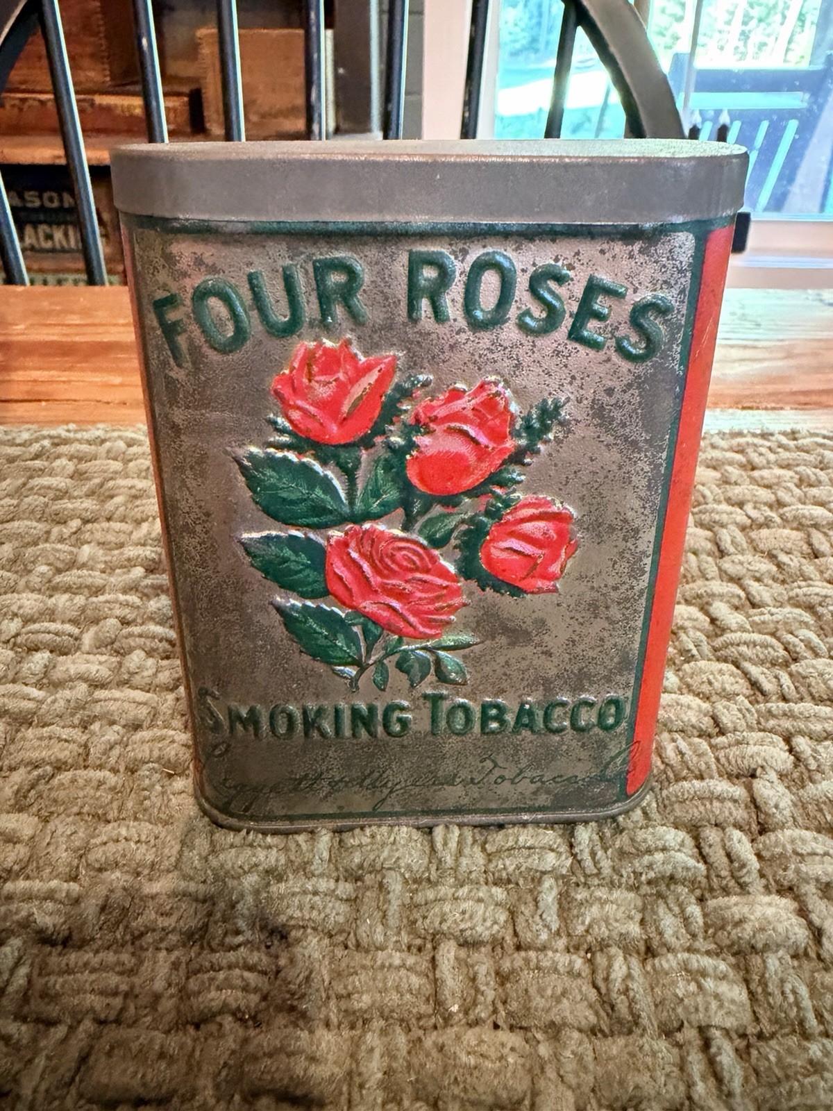 Antique Four Roses Pocket Tobacco Tin Liggett & Myers Tobacco