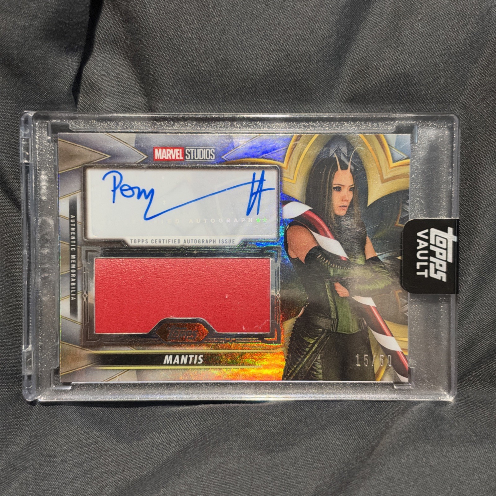 2026 Topps Vault Marvel Vault Mantis Auto Candy Cane Pom Klementieff /50