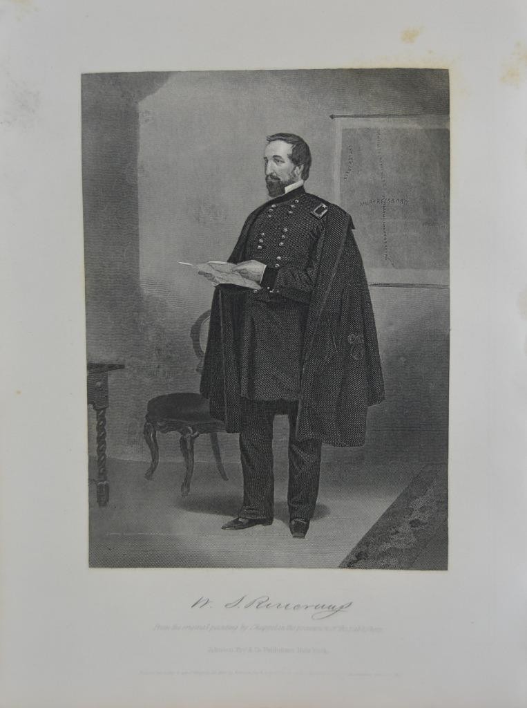 General William Rosecrans Antique US Civil War Engraving Original 1860 History