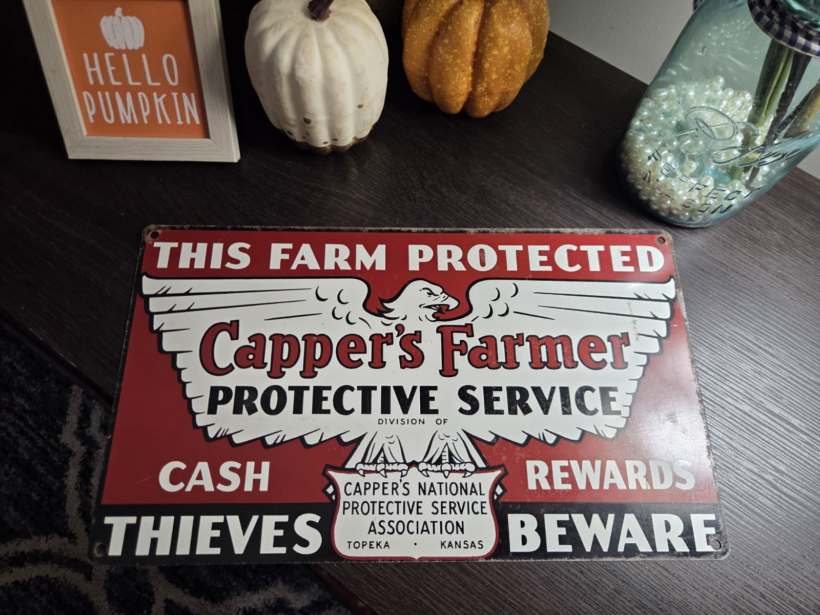 Original Vintage Capper's Farmer Protective Service Thieves Beware Farm 14