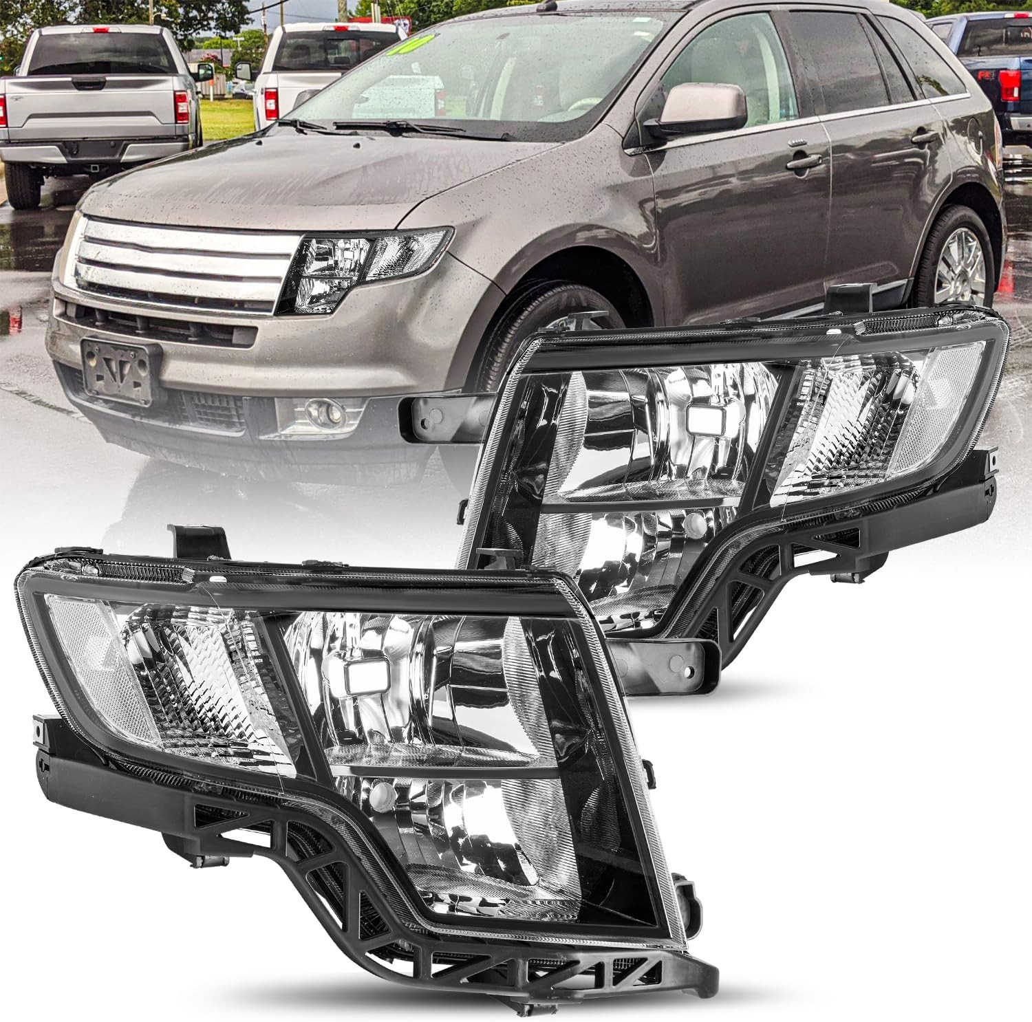 Headlights Assembly for 2007 2008 2009 2010 Ford Edge Halogen
