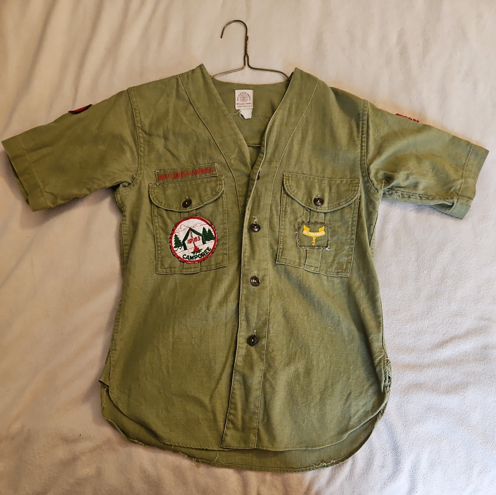 Vintage Boy Scouts of America Sanforized Official Shirt Green 1960s tr 238 M/S
