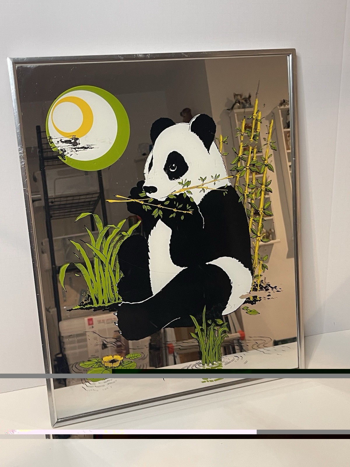Vintage 1970's PANDA BEAR Wall Mirror / Picture Frame by Turner MCM