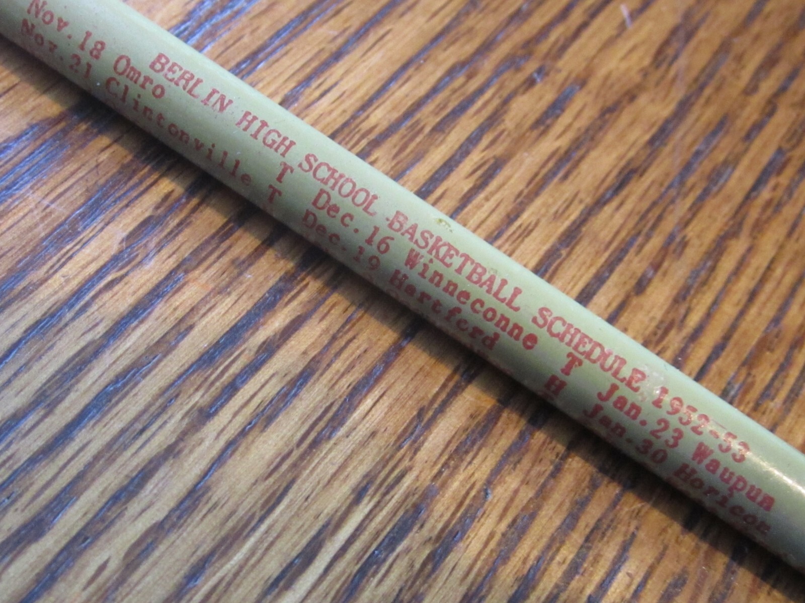 1952-1953 BERLIN, WI High School Basketball Schedule Pencil Unused NOS
