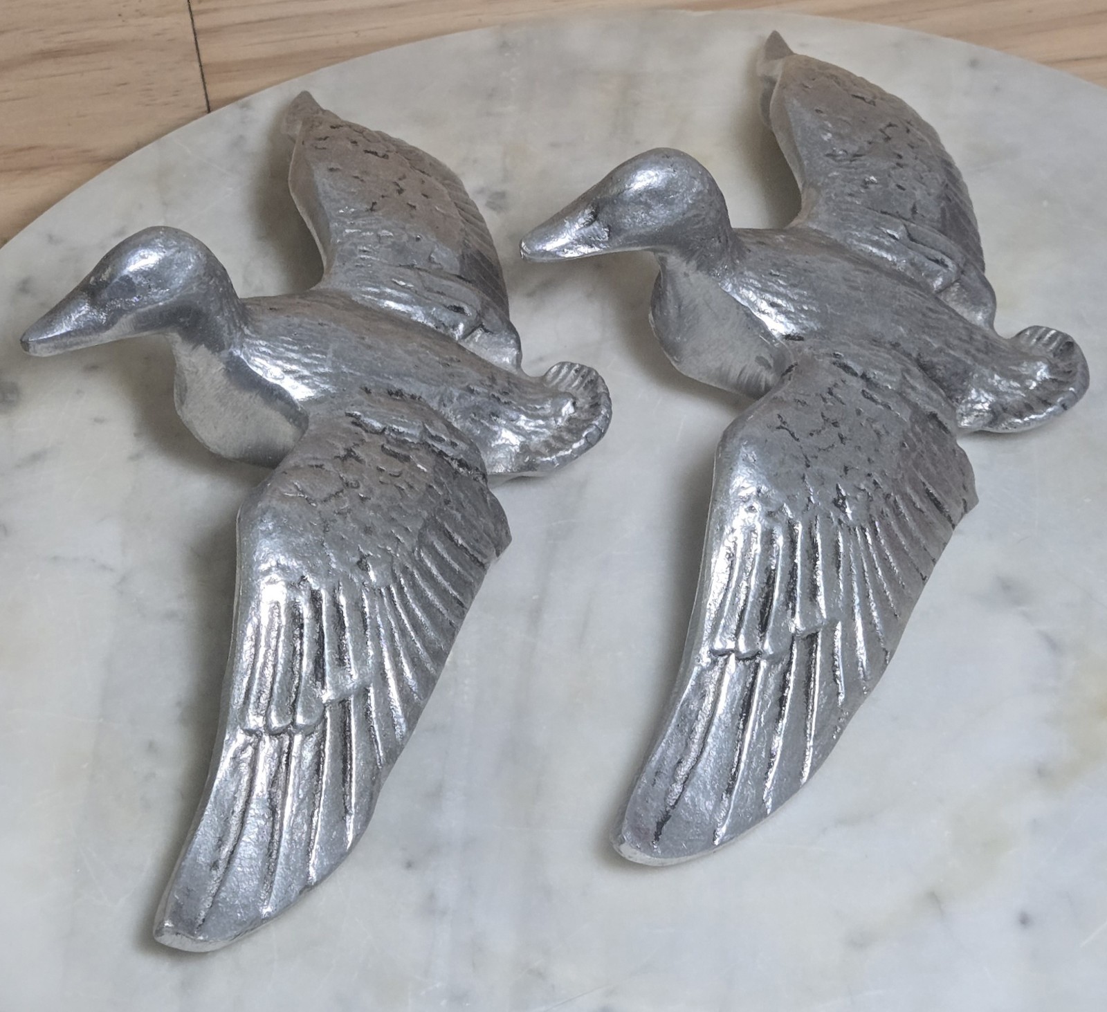 Vintage Bruce Fox Design Wilton Armetale Pewter Mallard Duck Handles Pair