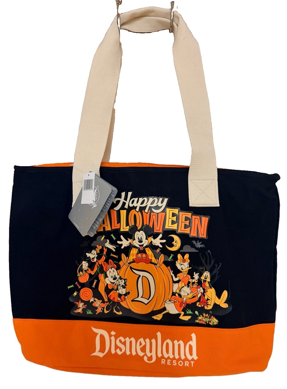 🎃2026 Halloween Disney  Parks Mickey Minnie & Friends Tote Bag Full Zip Canvas
