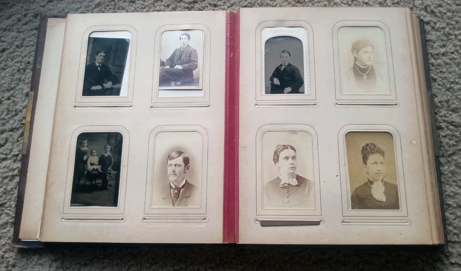 Antique CDV Photo Album Mixed Tintype & Carte de Visite Victorian Photograph