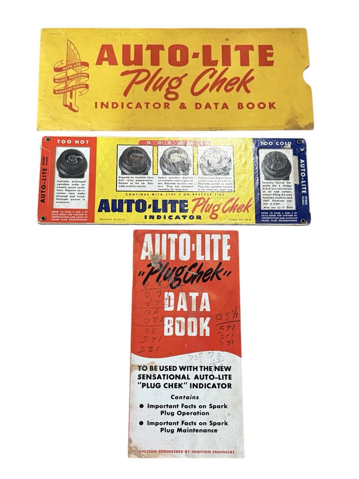 Vtg 1941 Auto Lite Spark Plug Data Book Check Indicator Outer Sleeve Diagnostic