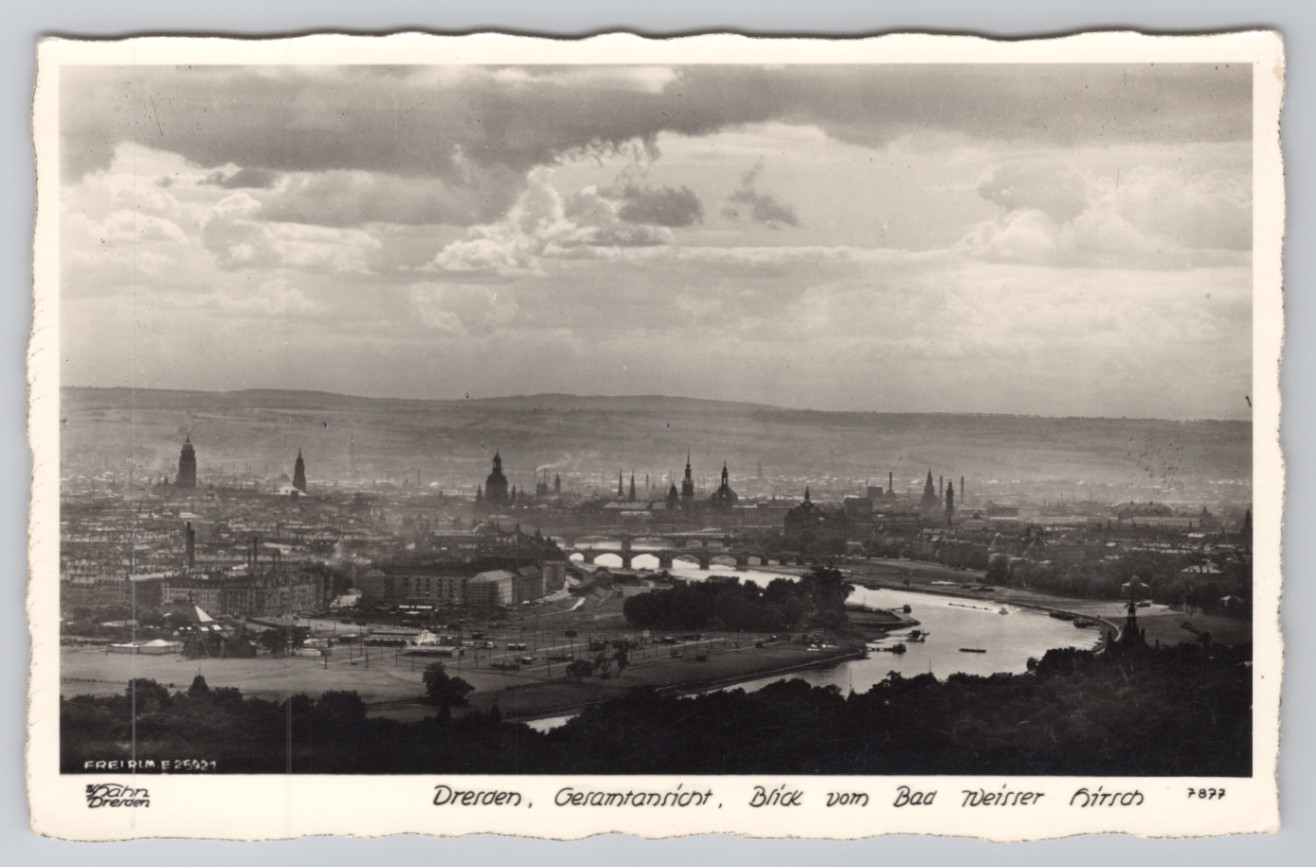 Dresden Germany Panoramic Hahn Rppc Postcard - View from Bad Weisser Hirsch