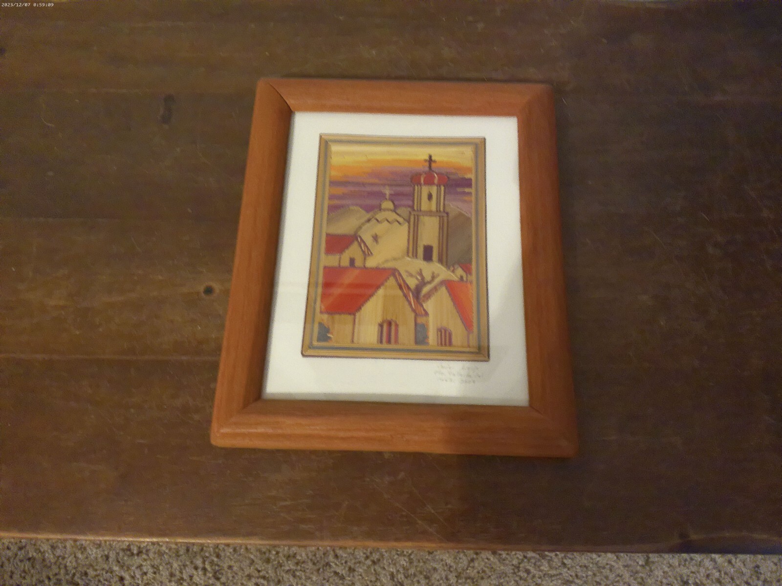 Collectible Mexican Folk Art Framed Popotillo Church, Buildings