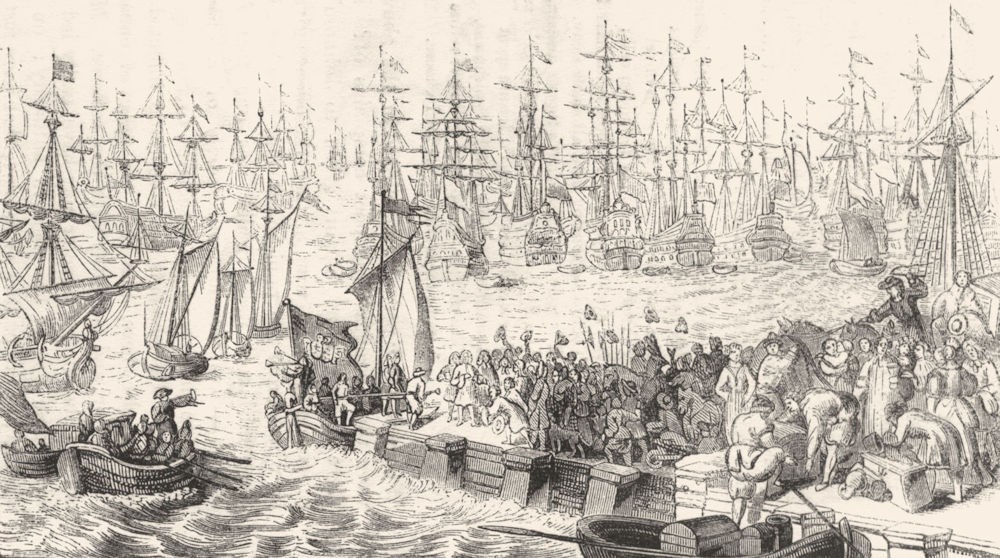NETHERLANDS. Boarding of Prince Orange, Helvoetsluys 1845 old antique print