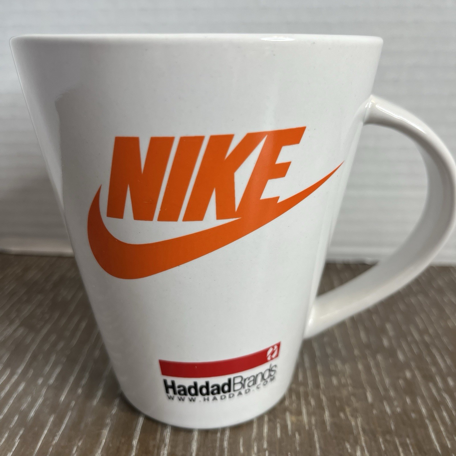 Nike - Haddad Brands Promo Coffee Mug Cup White/Orange RARE Hard To Find