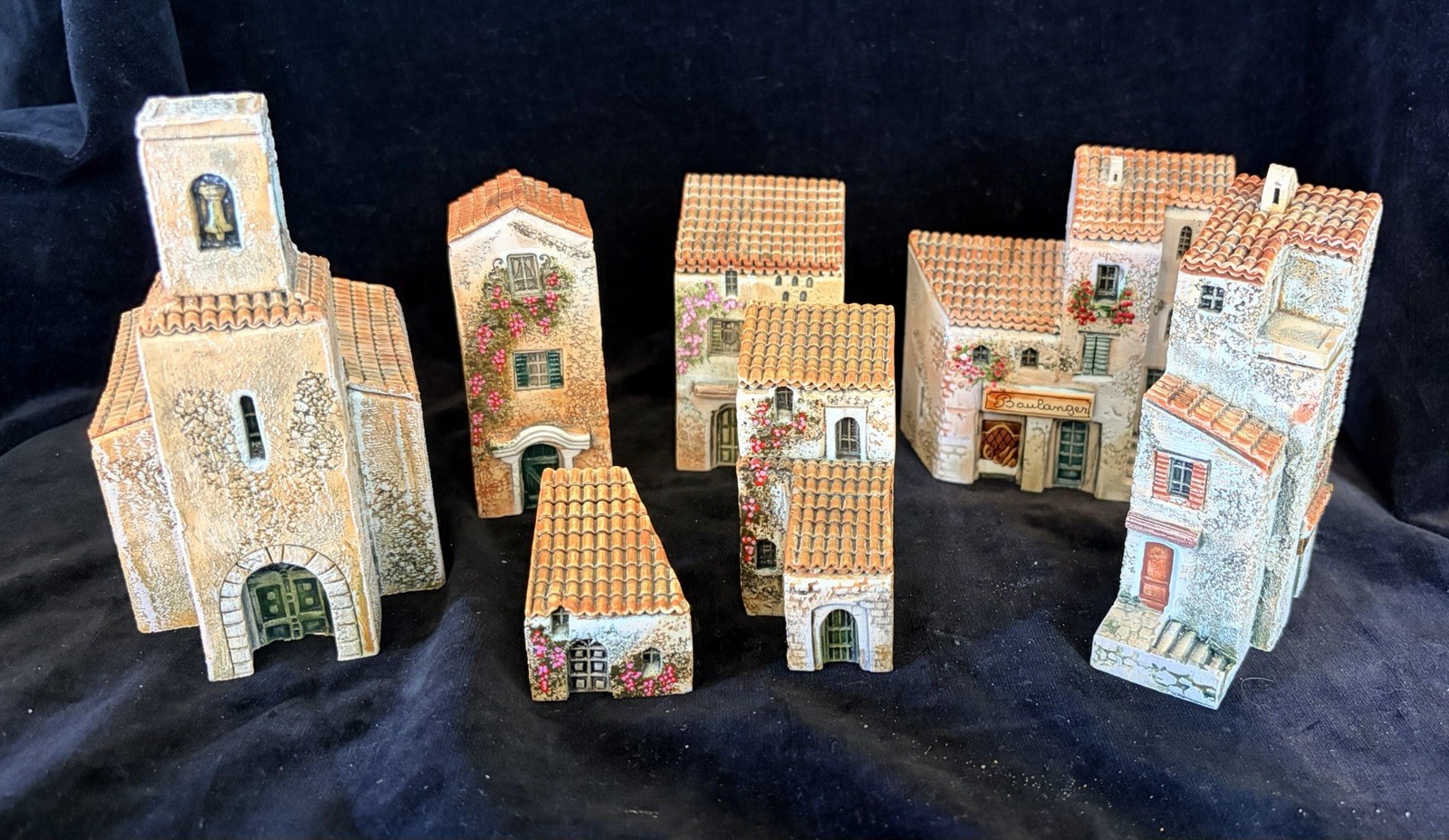 Set of 7 Gault Original Miniature Houses Made In France - Pristine Condition