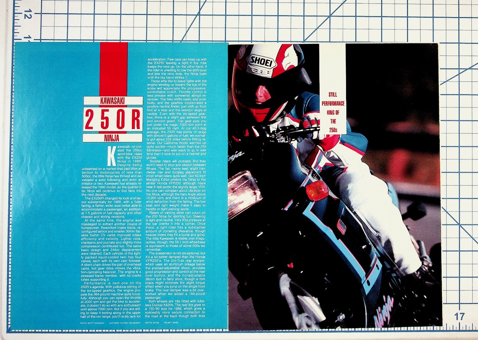 1989 Kawasaki Ninja 250R Motorcycle Review Motorcyclist Magazine Print Ad