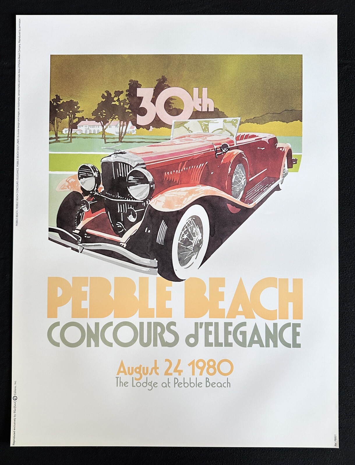 1980 Pebble Beach Concours Poster Blackhawk 18x24 Duesenberg Dick Cole Lodge