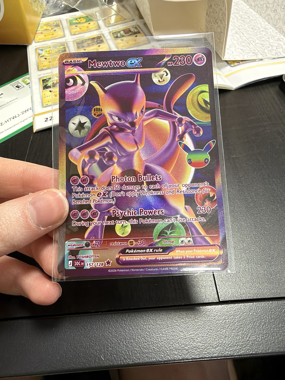 Mewtwo EX 30th Celebration 157/128 Full Art Futuristic Rare Pokemon Card IN HAND