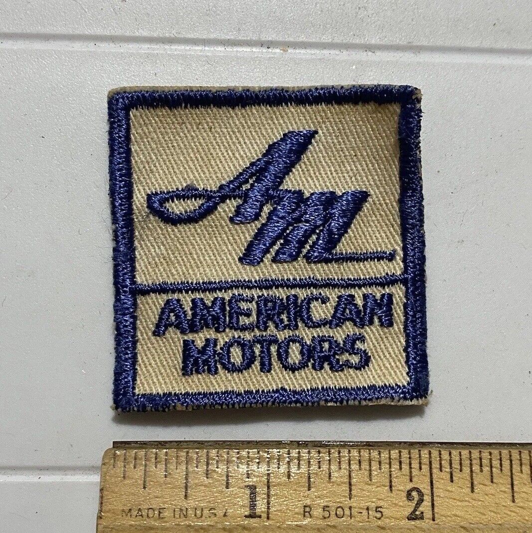 Vintage American Motors Corporation AMC AM Blue White Embroidered Patch Badge