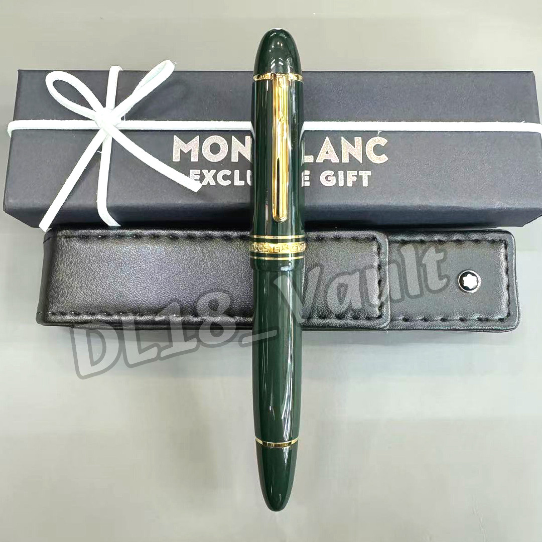MONTBLANC Meisterstück Green Resin Gold Trim Fountain Pen w/ Box & Pouch