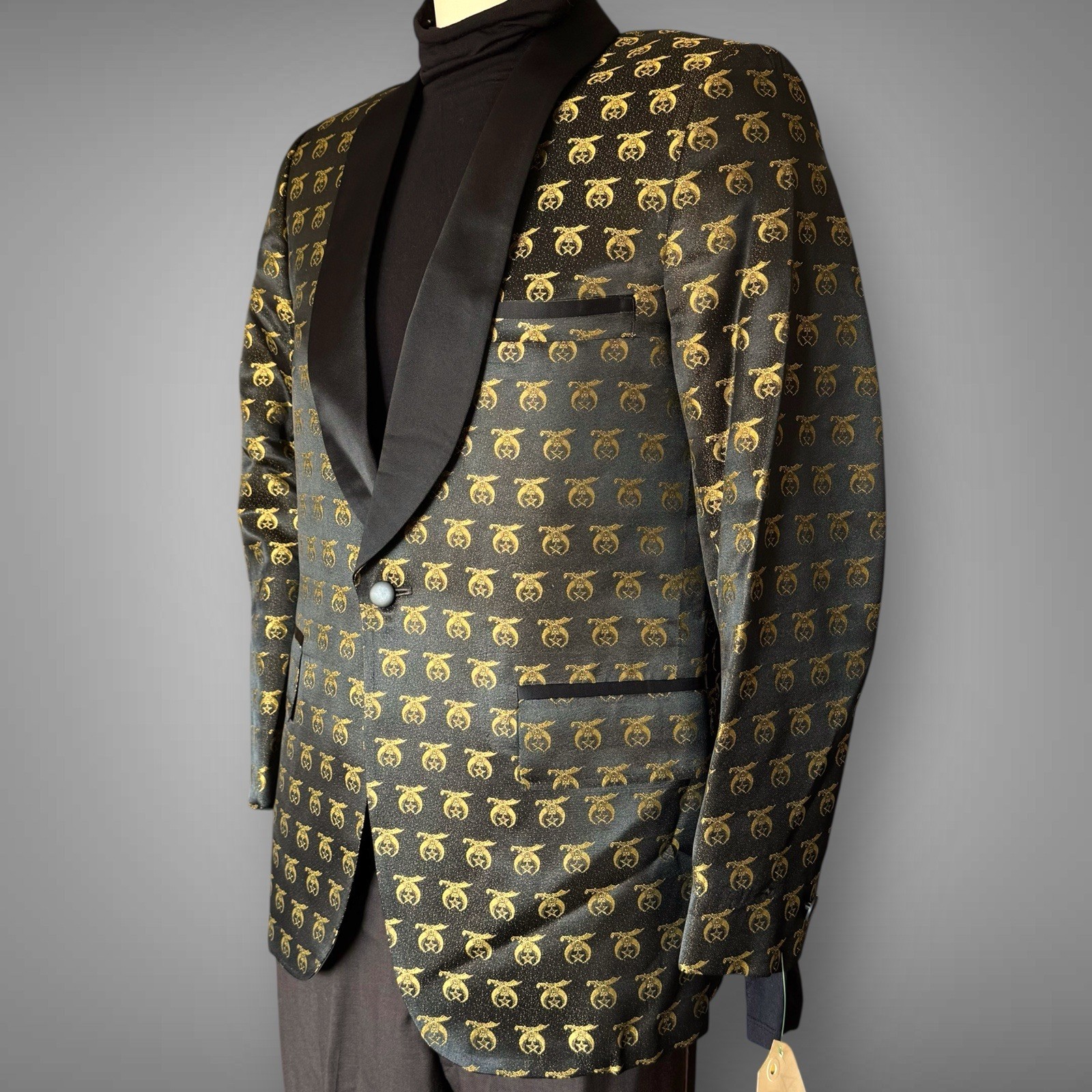 Vintage 1960s Shriner Lounge Tuxedo Blazer Smoking Dinner Jacket One Button 40R