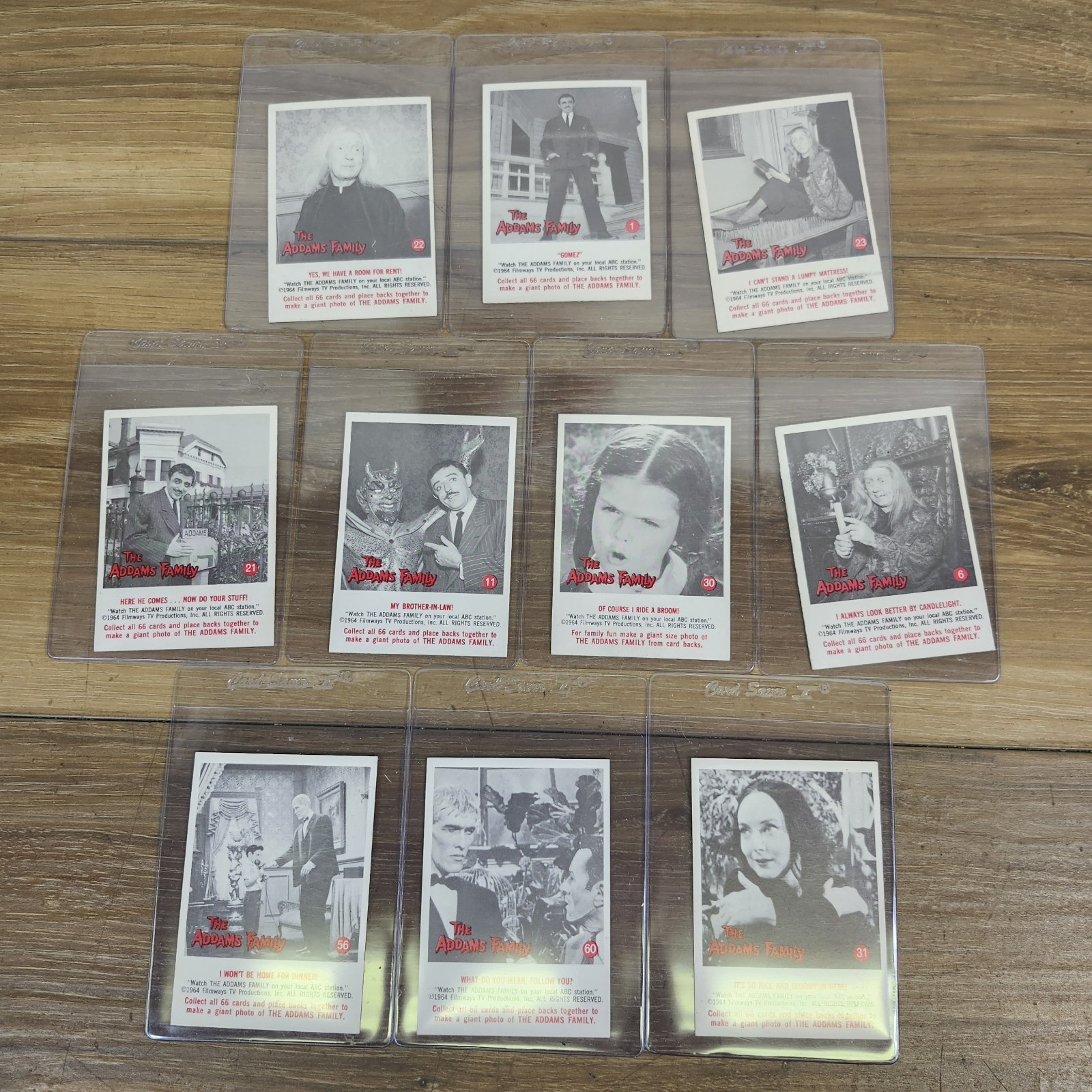 Vtg 1964 Donruss The Addams Family Trading Cards LOT Of 10 Excellent Condition
