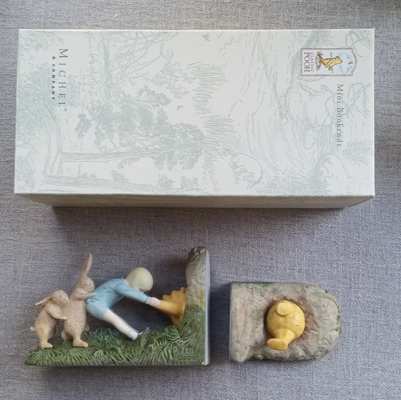Vtg Classic Winnie the Pooh Mini Bookends Michel & Co Wedged Bear Disney NIB New