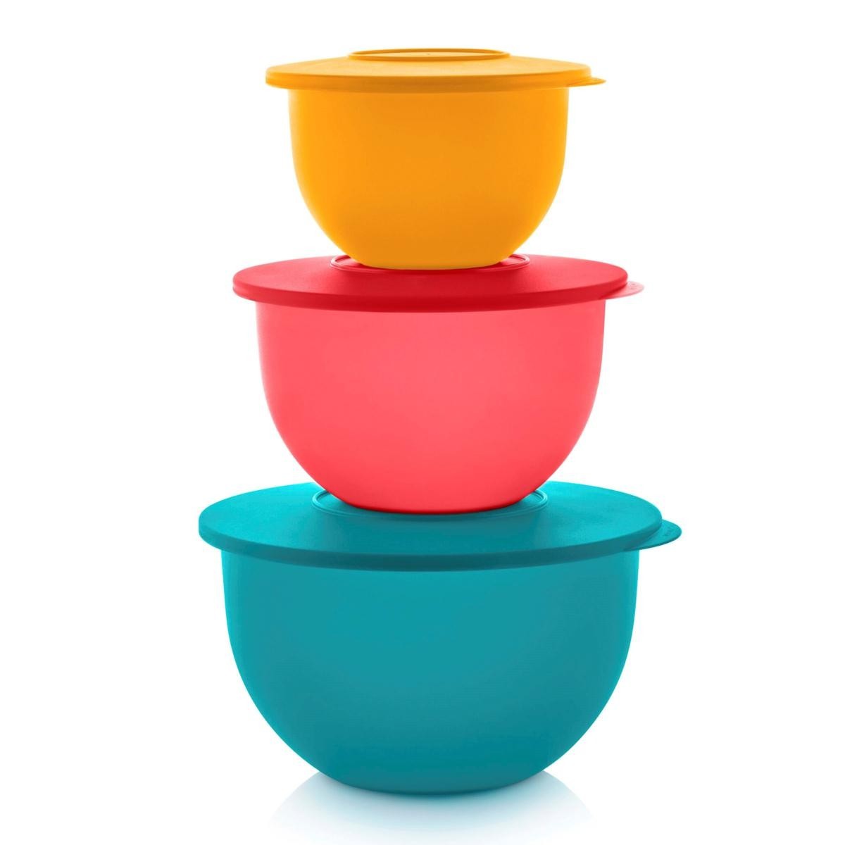 Tupperware 6-piece Set Impressions Classic Multicolor 3 Bowls with Lids NIB