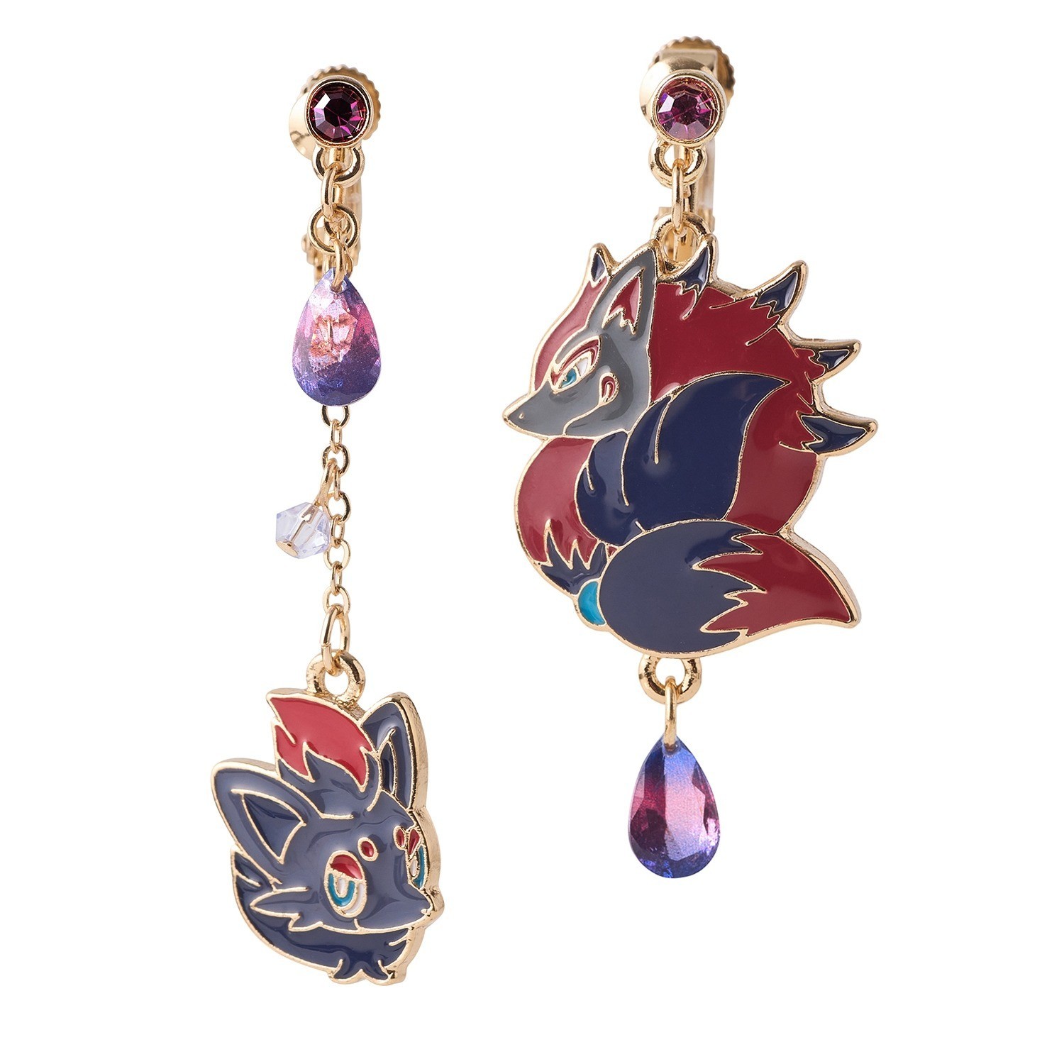 2026 Halloween Pokemon Center Zorua & Zoroark Stud Earrings Gradient Bead 2.0