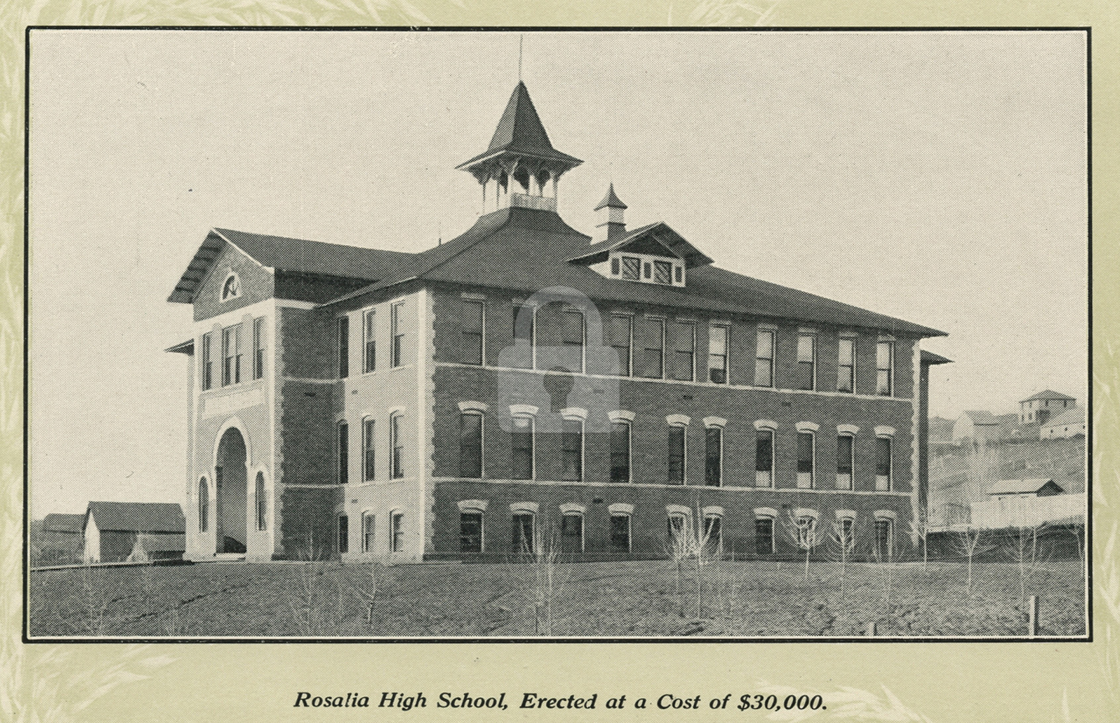 Rosalia High School 1908 Rosalia WA Washington Vintage Postcard COPY