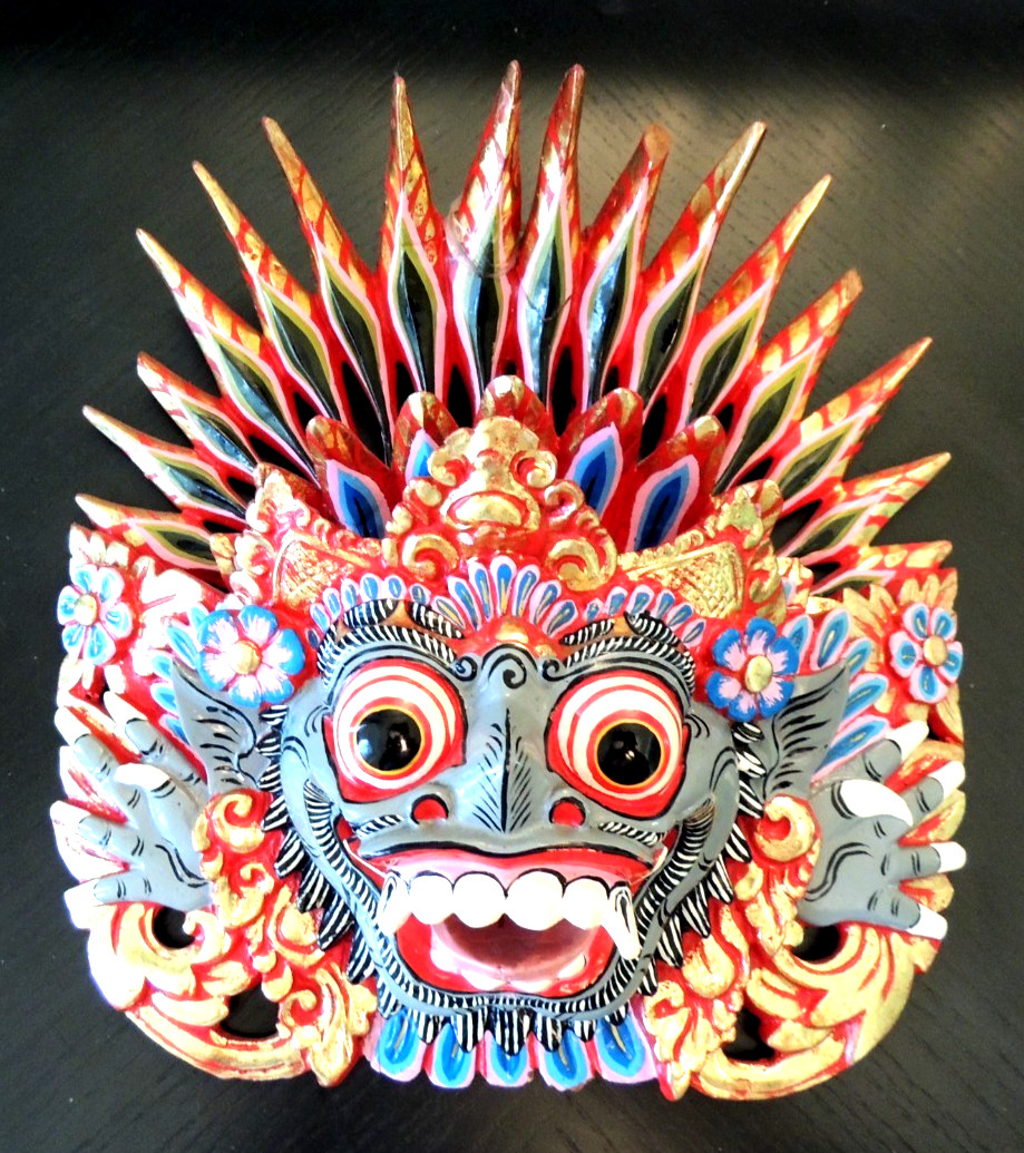 Balinese Wooden Barong Mask.  Hand Carved. Hindu.  Bali.