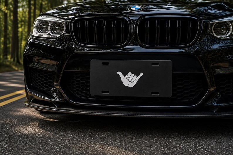 Shaka Hand Vanity Plate | Hang Loose Black Novelty License Plate