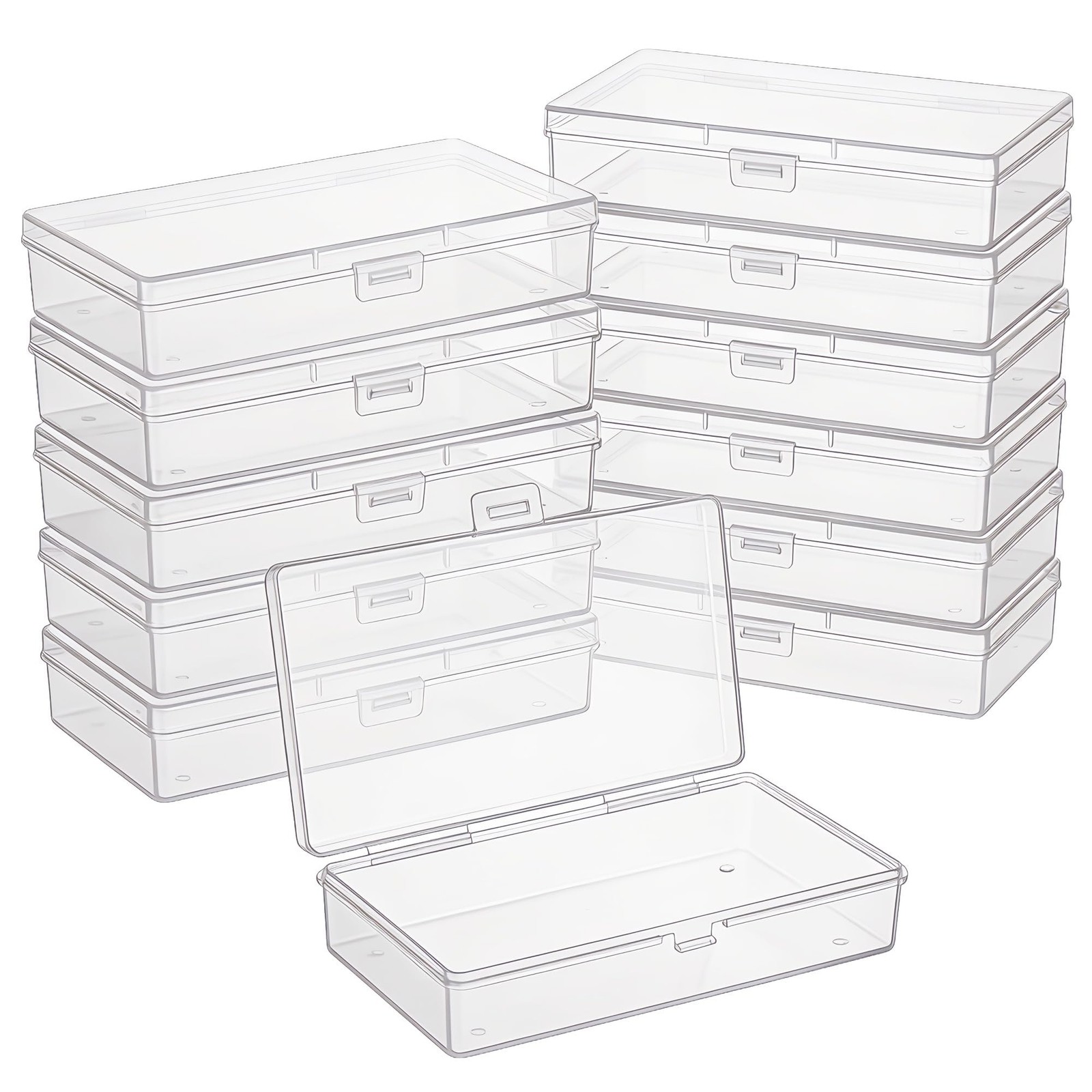 12-Pack Clear Plastic Boxes with Lids for Model Parts 12 Pack 14.5 x 7.5 x 3 cm