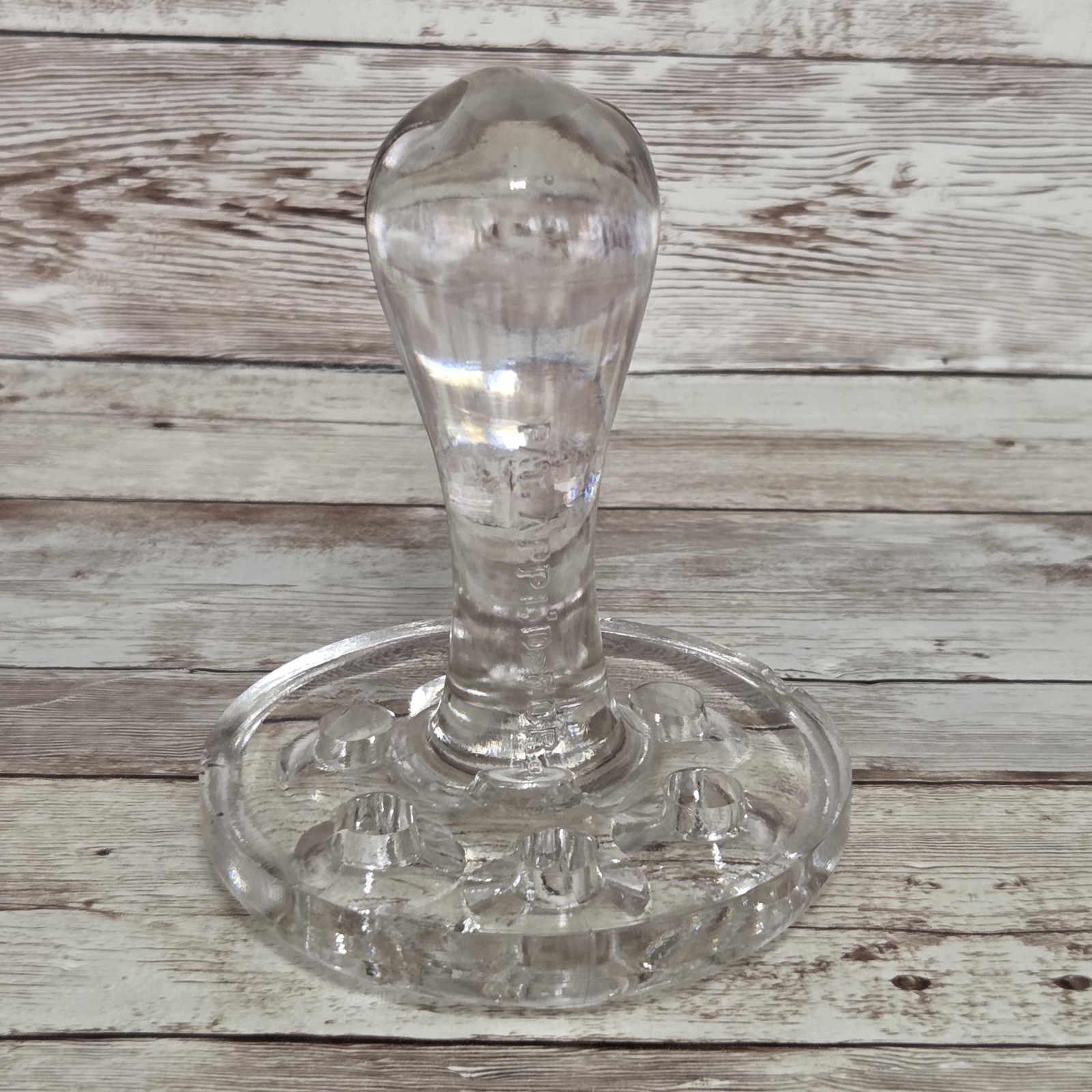 Antique Glass Flower Frog Pre-1920 Rare Handle With 6 Holes