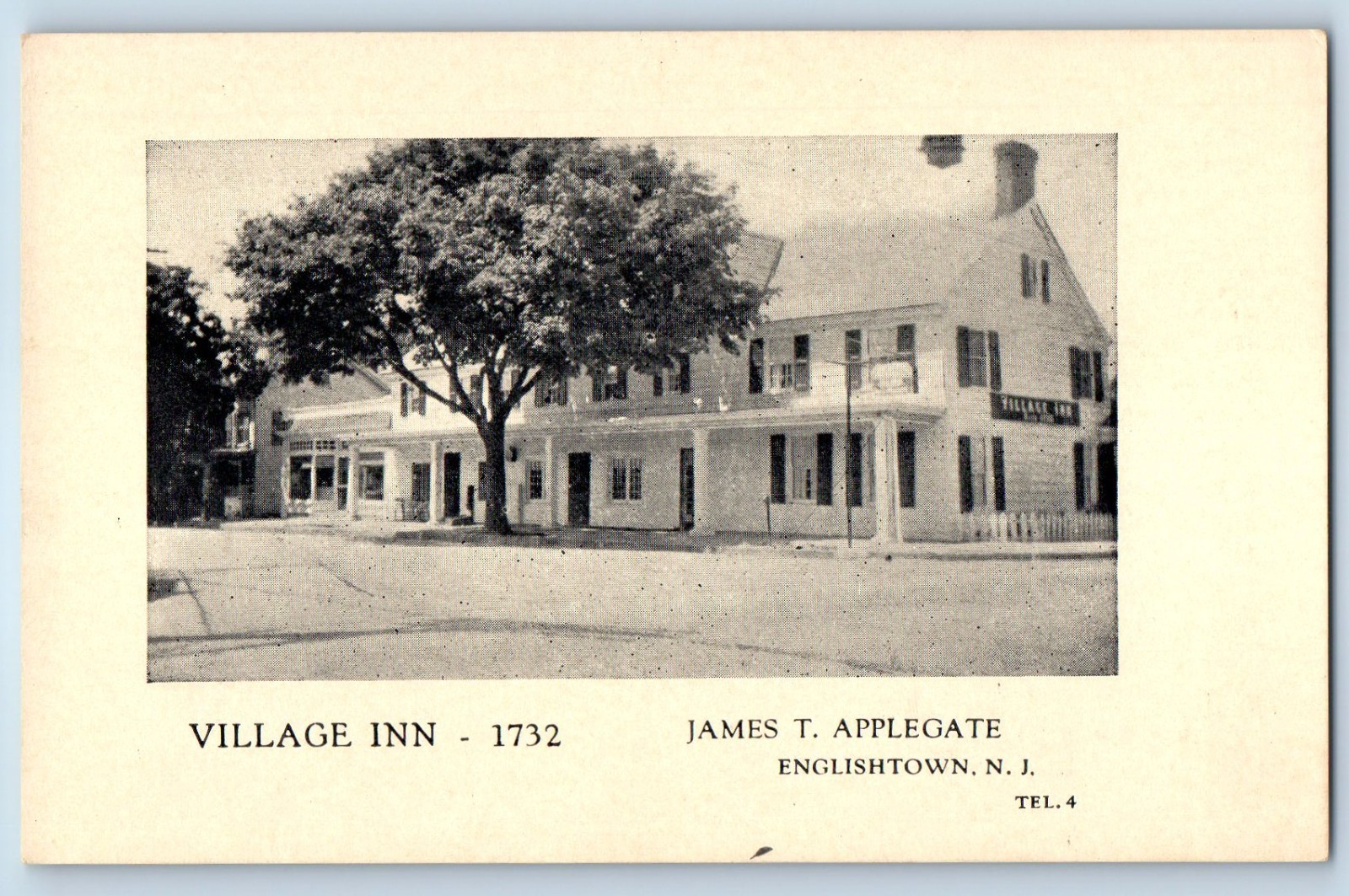 c1910 Englishtown New Jersey NJ Postcard Village Inn James T. Applegate Building