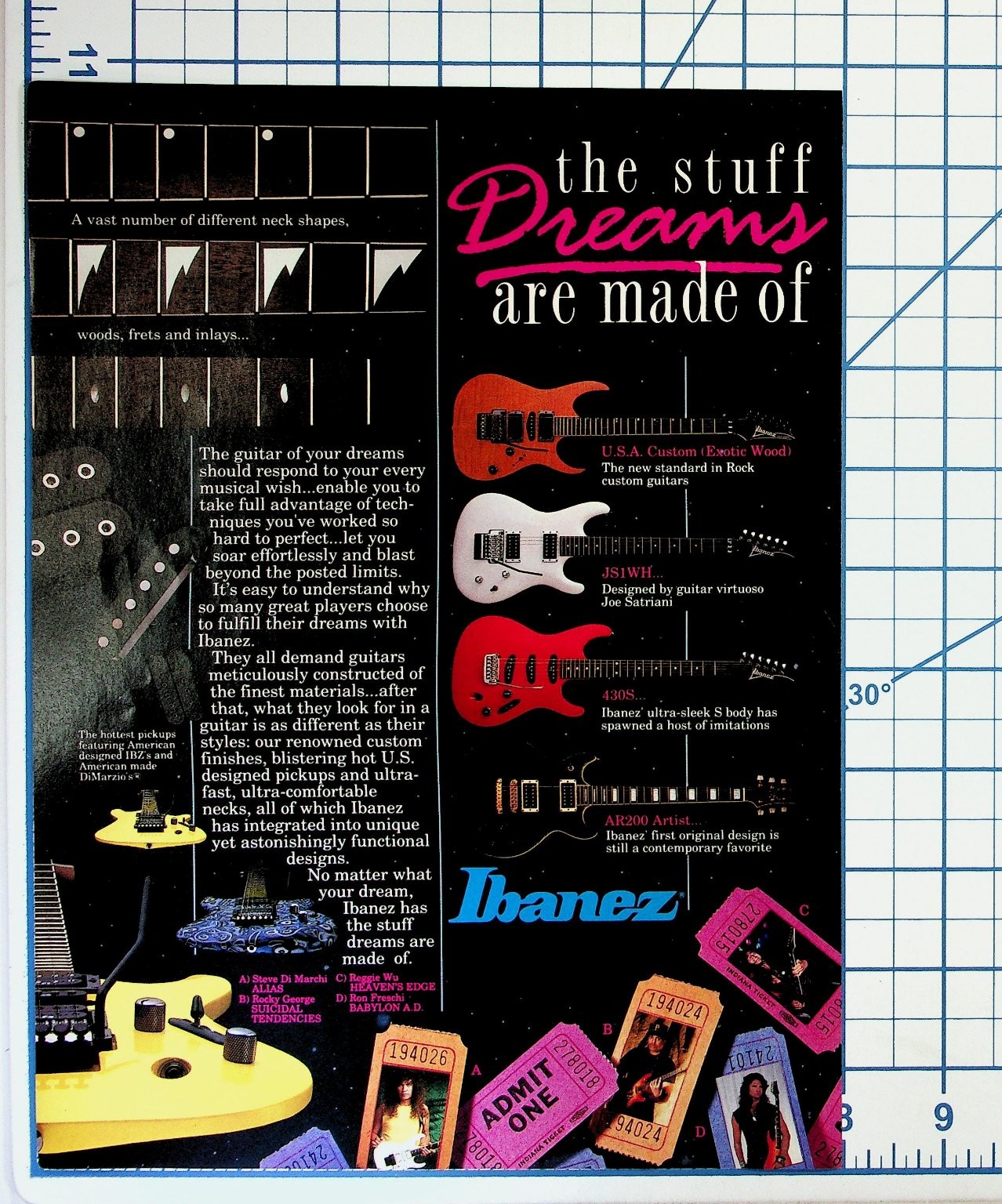 Ibanez Guitars 1980s Magazine Ad Joe Satriani JS S Series Artist