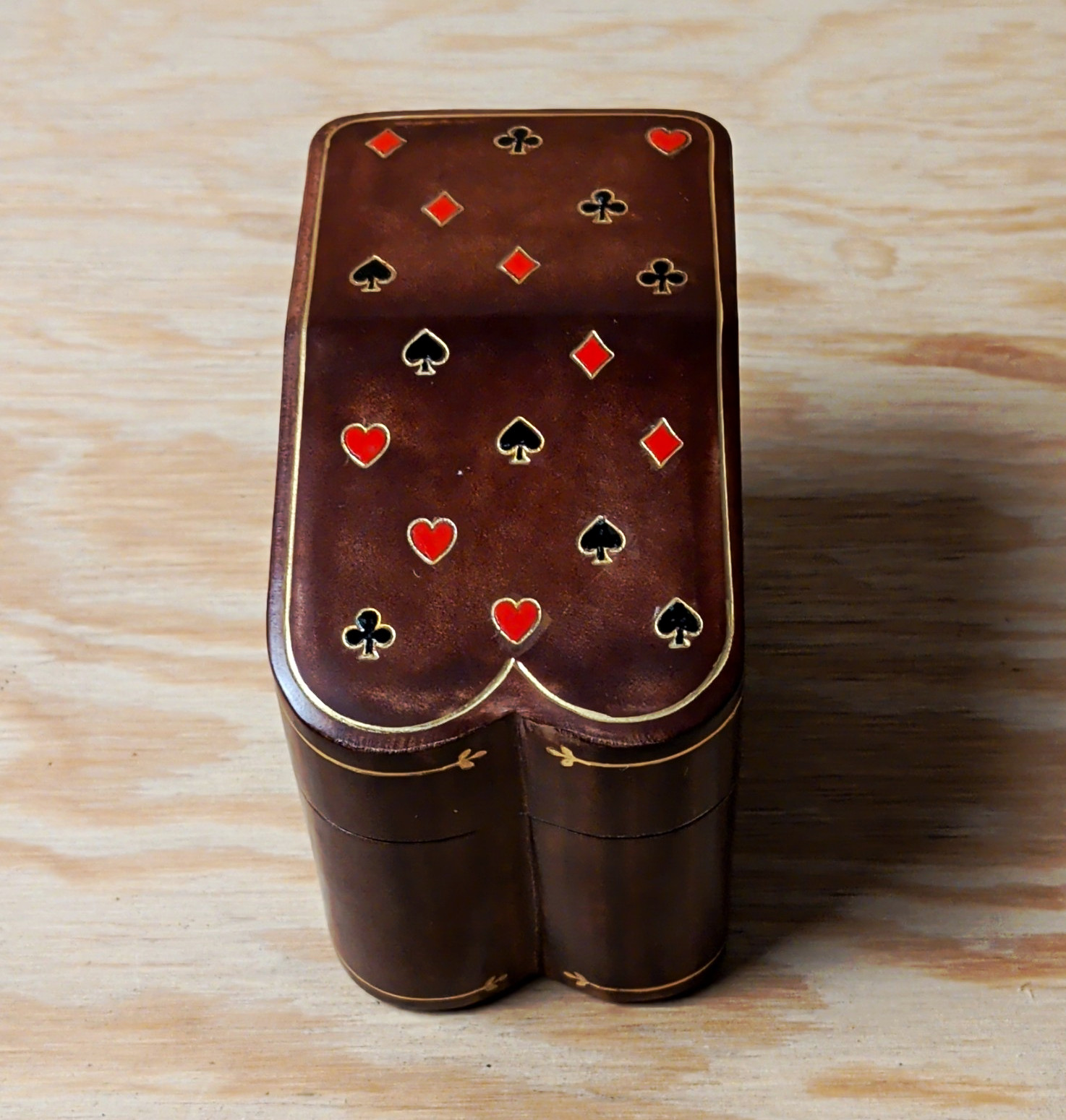 A Antinori Roma Italian Tooled Leather Double Playing Card Box Mid Century