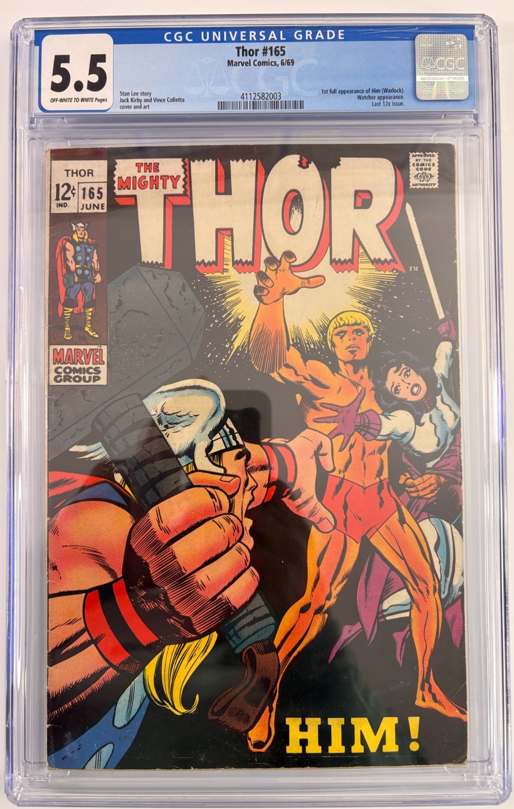 Thor #165 CGC 5.5 1st Full Him Adam Warlock 1969 Jack Kirby Marvel Key
