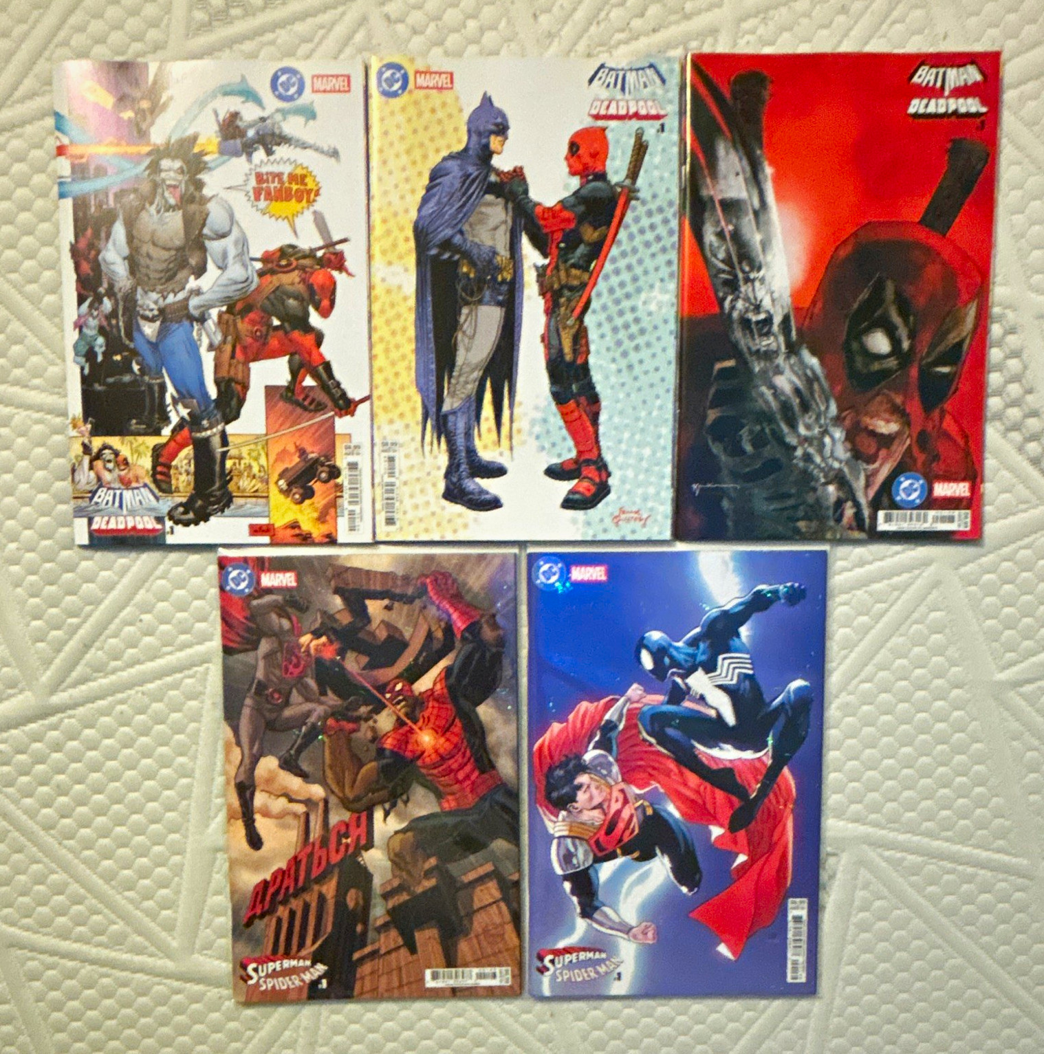 Marvel/DC Batman vs Deadpool & Superman vs Spider-Man Single Issue Lot of 5