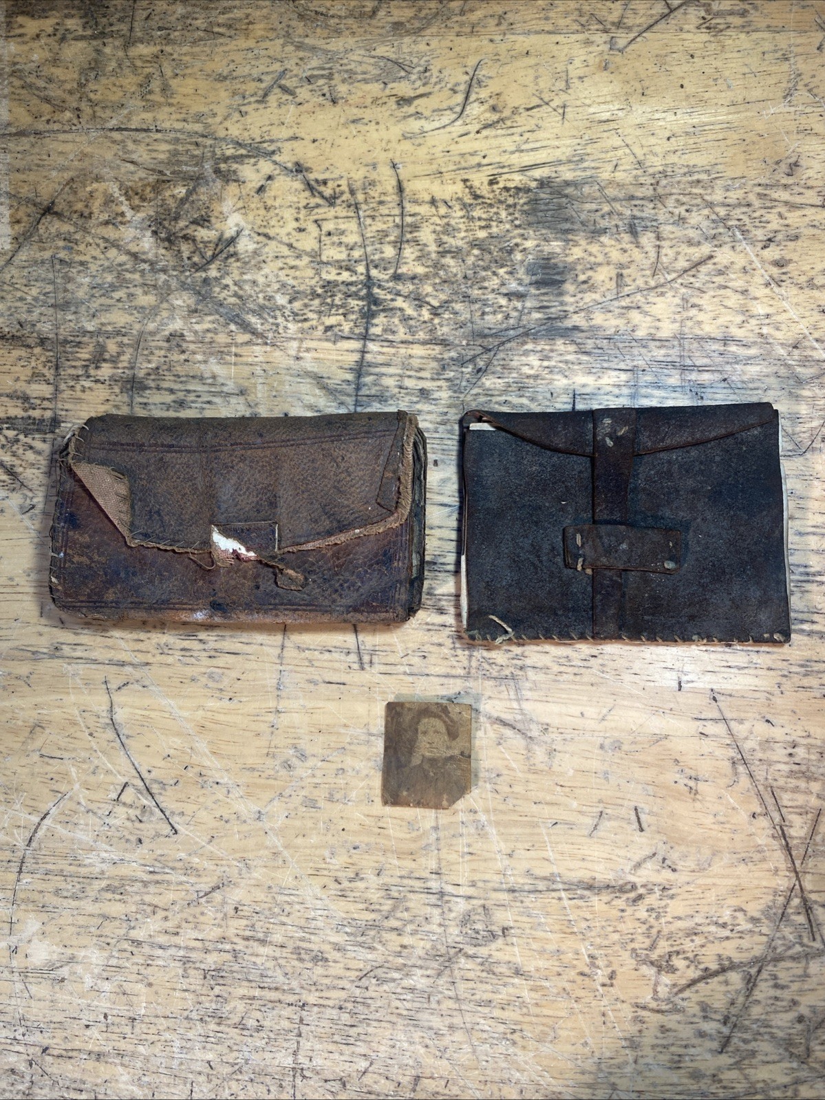 Antique 1876 Victorian Leather Pocketbooks Hair Keepsake Miniature Photo Lot