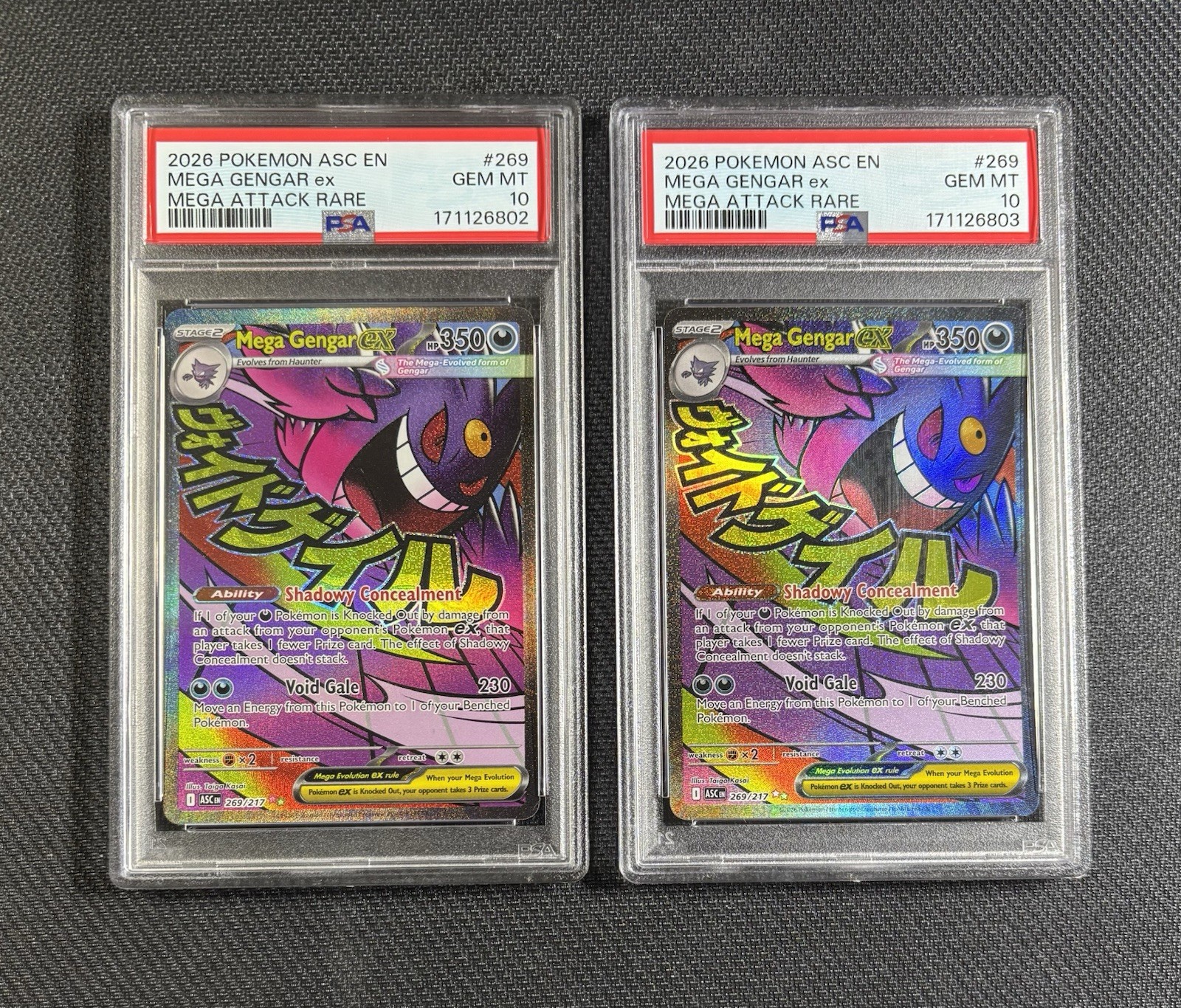 2 x Pokémon Lot GENGAR Mega Attack Rare ex Ascended Heroes 269 PSA 10 Sequential