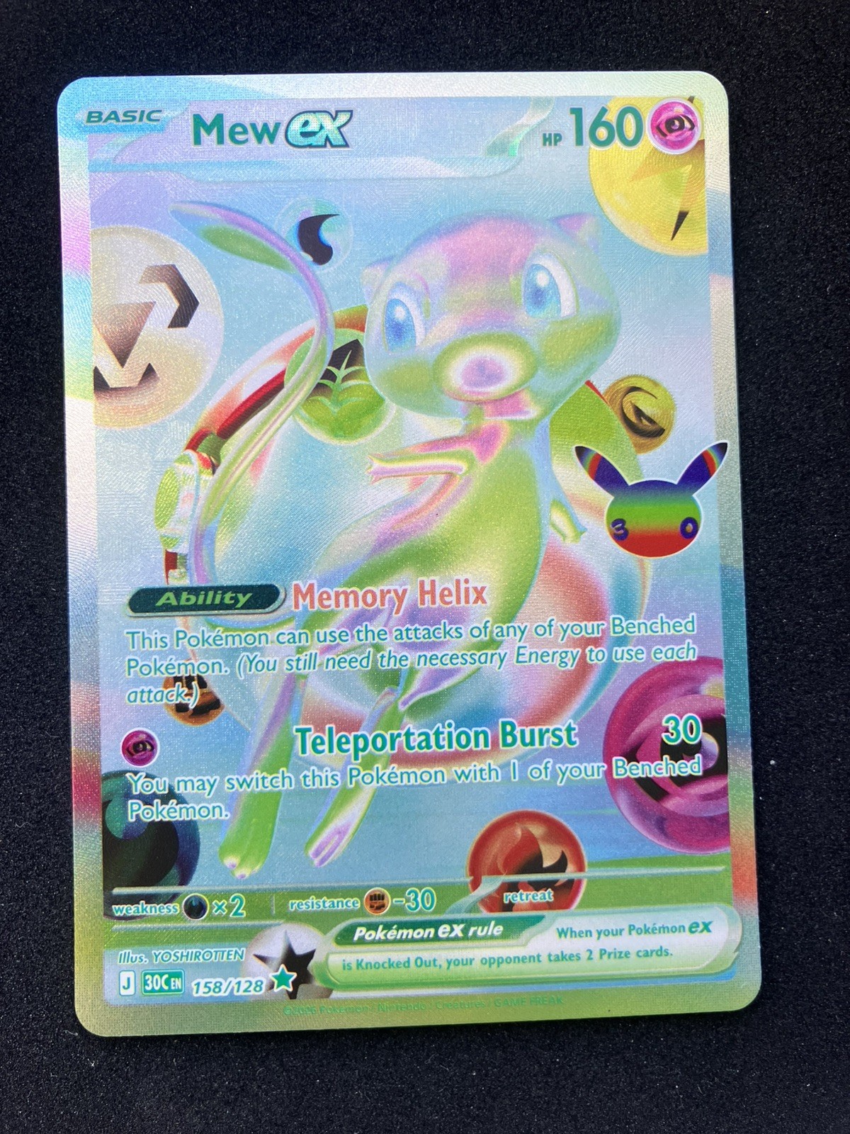 Pokémon TCG Mew Ex 158/128 Futuristic Rare 30th Celebration NM English Holo UK