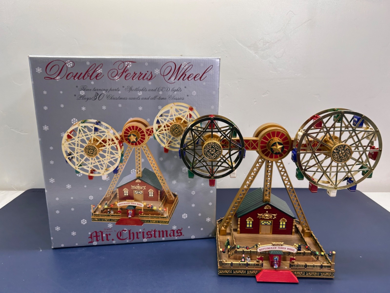 RARE Vintage Mr. Christmas DOUBLE FERRIS WHEEL  Animated Musical Lighted - WORKS