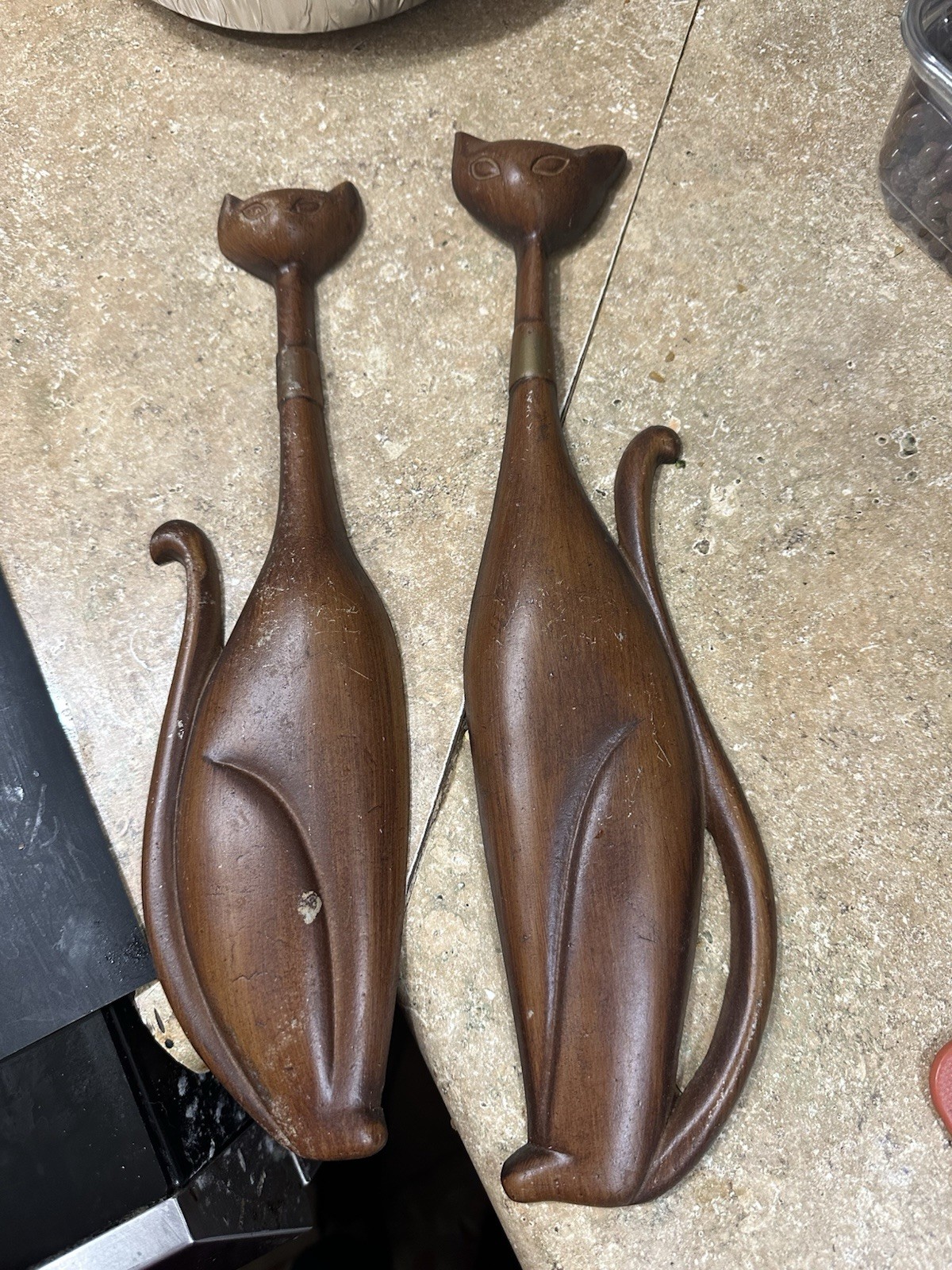 2 VINTAGE SEXTON USA MID CENTURY METAL WALL ART SIAMESE CATS ORIGINAL MCM 1960s