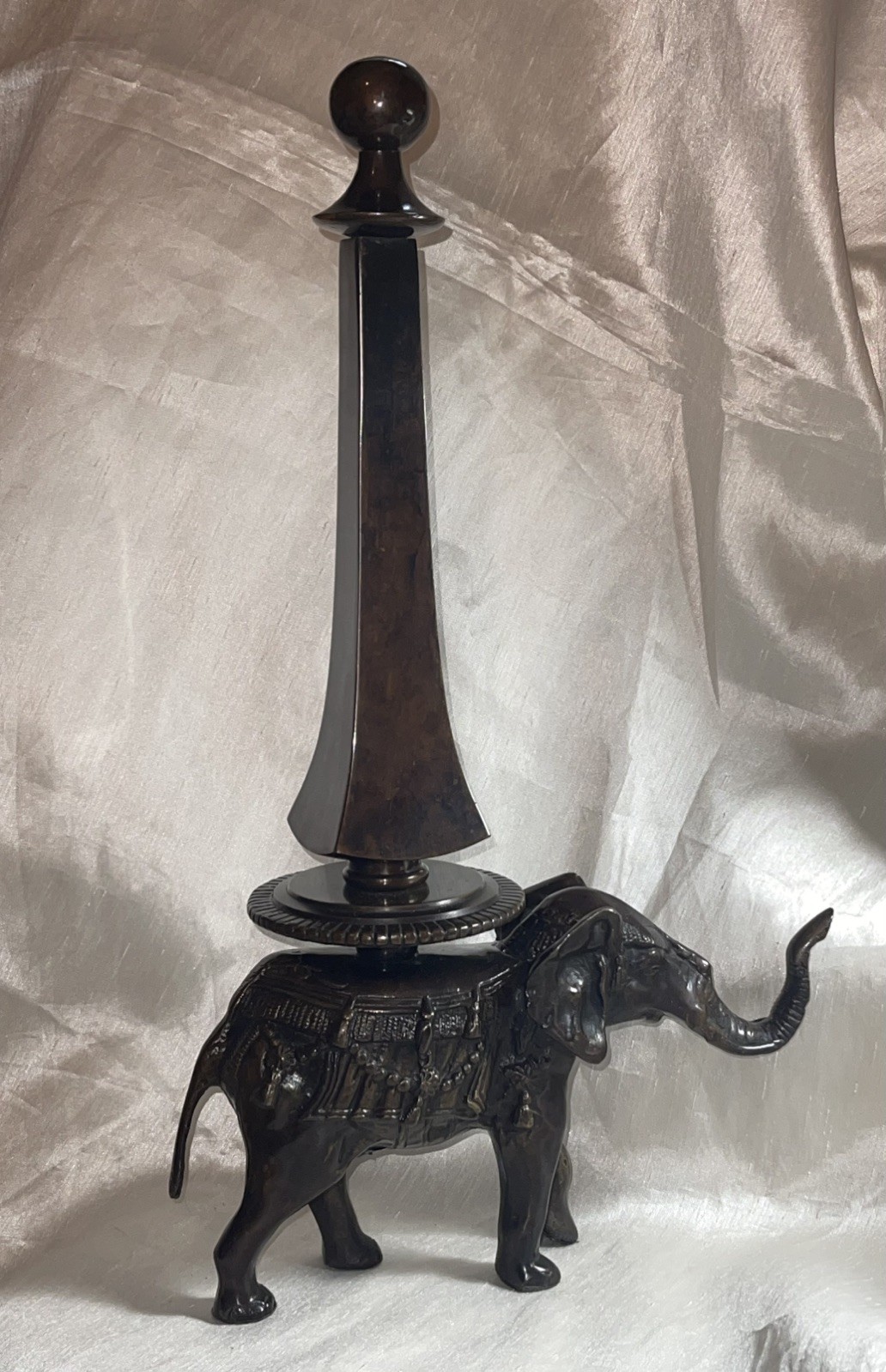 Vintage Bronze Elephant Obelisk Garniture Statue 17