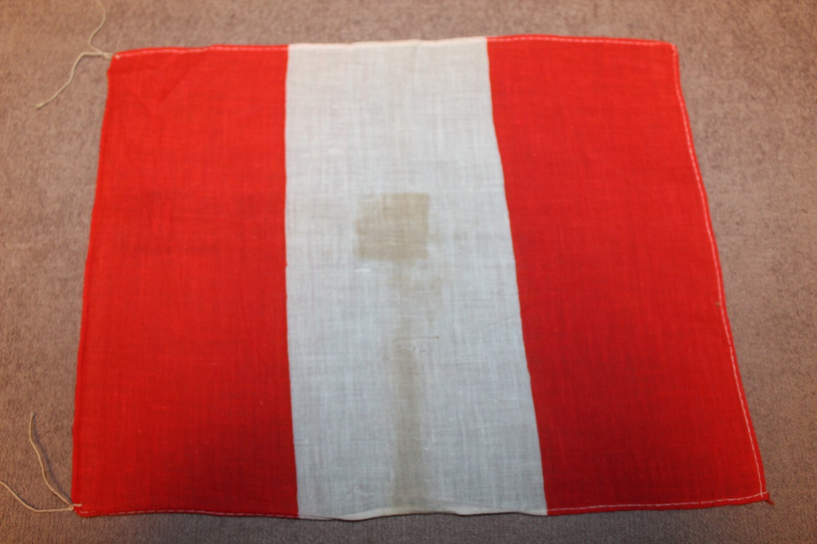 Original Pre to Early WW2 Era Peru National Cotton Flag w/Ties, 12\