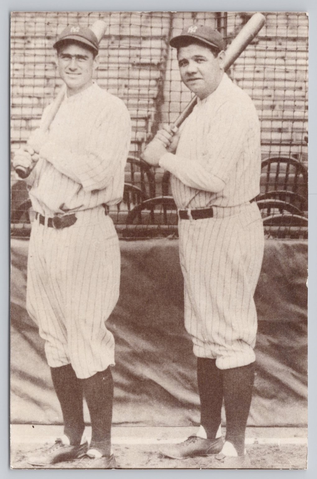 Babe Ruth & Earle Combs Real Photo Postcard RPPC Vintage Baseball Legends