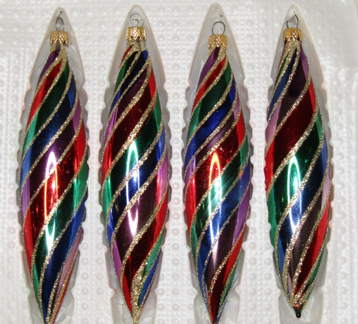 Lot VTG Glass Assorted Glitter Striped 6