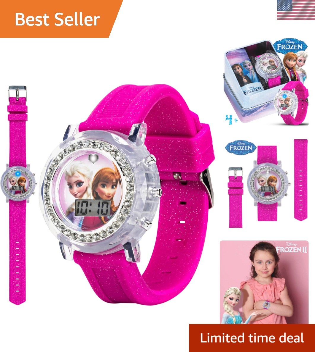 Digital Frozen Watch featuring Elsa & Anna - Lightweight Silicone Band for Kids