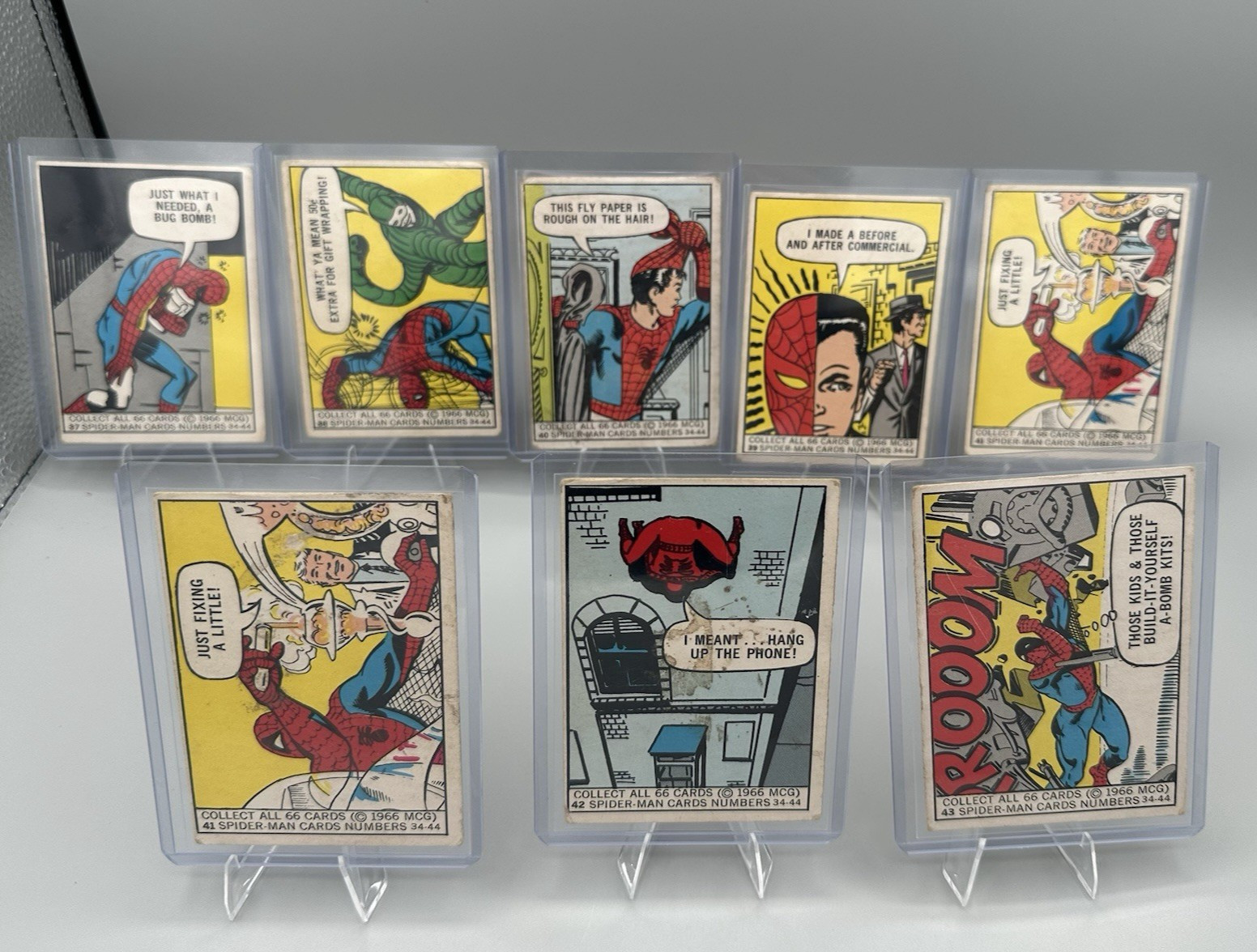 1966 Donruss Marvel Super Heroes Spider-Man Lot Of 8 MTC Vintage Trading Cards