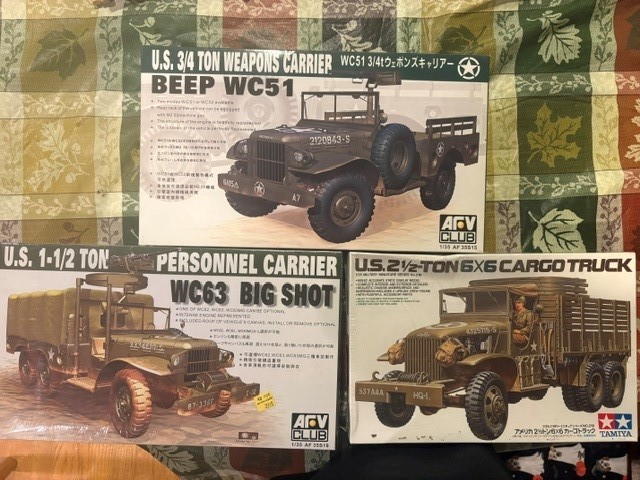 WW2 1/35 scale Tamiya and AFV US army trucks