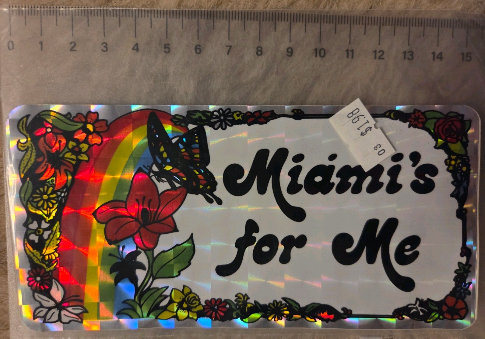Vintage Miami's for Me Holographic Sticker Original Box 1980s Prism Decal 80s
